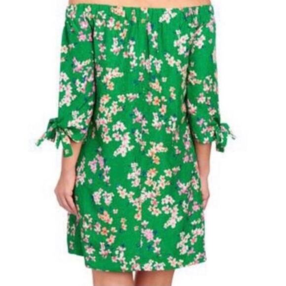 NWT VINCE CAMUTO Green Floral Off-the-Shoulder Dress. Size 10 - Picture 2 of 10